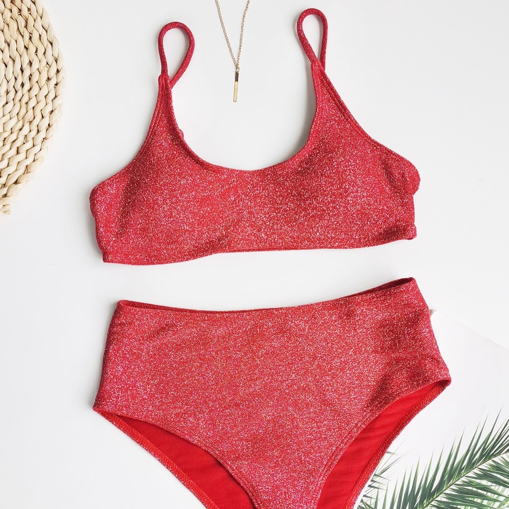 Shining Look Classic Bikini Set Bathing Suit Red - Picture 3 of 5